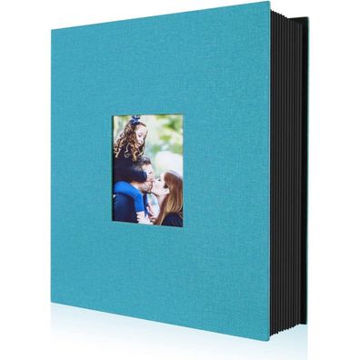 Fotobuch 400 Taschen Leinen Einstecken Hochformat Blaugrün 10x15