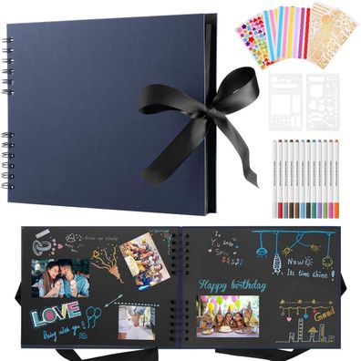 DazSpirit Fotoalbum Zum Selbstgestalten 80 Schwarze Seiten Scrapbook DIY Kit