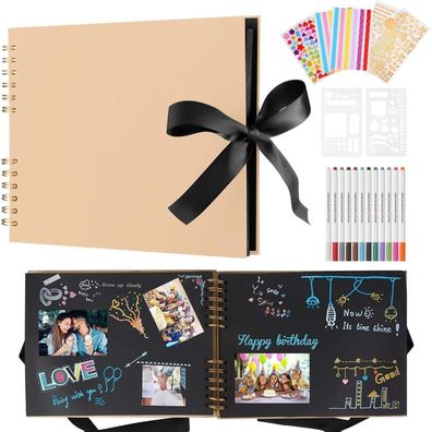 Fotoalbum Selbstgestalten 80 Schwarze Seiten Scrapbook DIY Erinnerungen