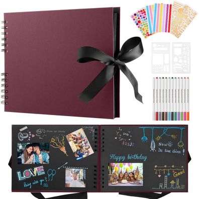 DazSpirit Fotoalbum Zum Selbstgestalten 80 Schwarze Seiten DIY Scrapbook