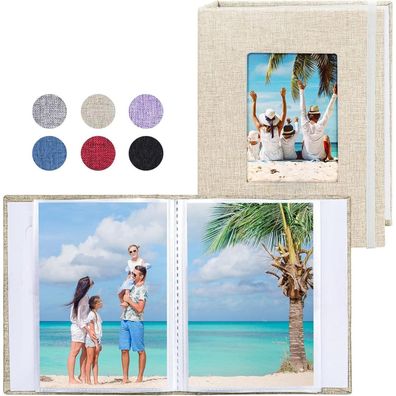 Vienrose Klein Fotoalben 10x15 Fotos 2er Pack Leinen Cover Frontfenster