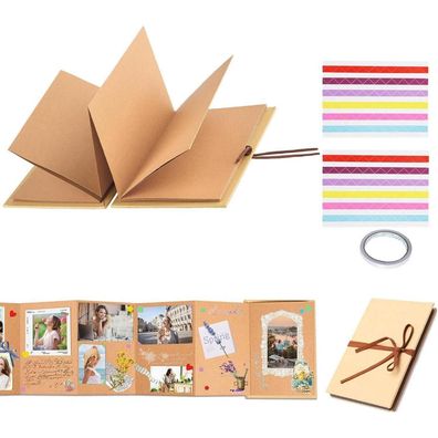 Fotoalbum zum Selbstgestalten 21x15cm Akkordeon Falten DIY Scrapbook Fotobuch