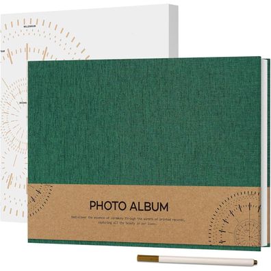 Selbstklebendes Fotoalbum 10x15 Leinen Fotobuch 40 Seiten Dunkelgrün