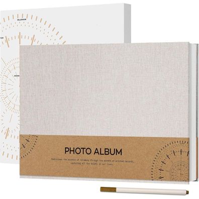 Fotoalbum 10x15 Selbstklebend Leinen Jahrestag 60 Seiten Beige