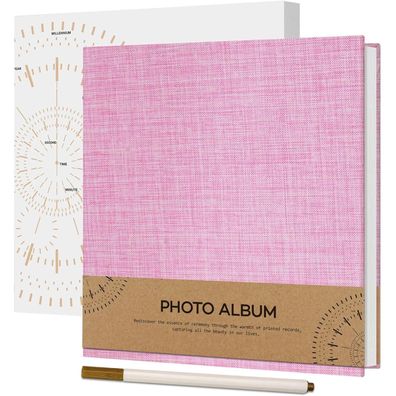Selbstklebendes Fotoalbum 10x15 Leinen Hochzeit Rosa 40 Seiten