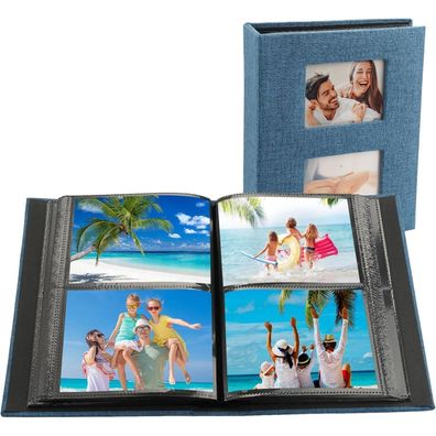Fotoalbum Einsteckalbum 10x15 Leinen 200 Foto Album Hochzeit Familie Blau