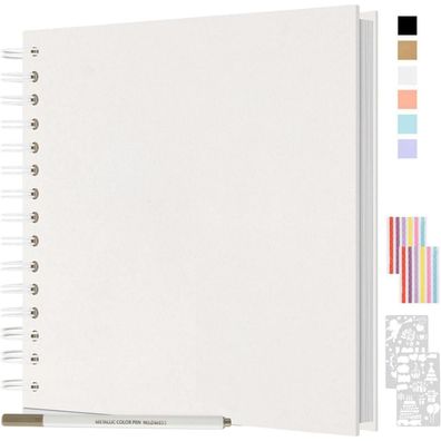 Fotoalbum 24x24cm DIY Scrapbook Album 80 Seiten Spiralalbum Hochzeit