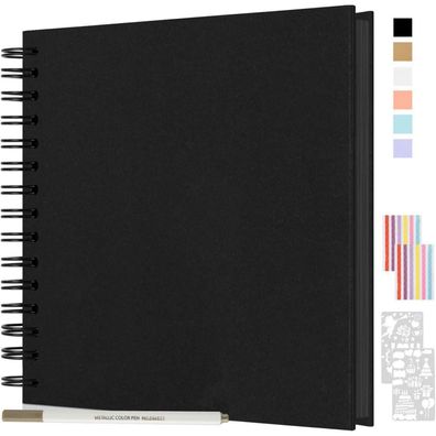 Fotoalbum zum Selbstgestalten 24x24cm DIY Spiral Scrapbook Album 80 Seiten