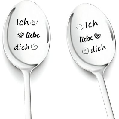 jaaguuco 2 Stück Kaffeelöffel mit Gravur "Ich Liebe Dich" - Romantisches