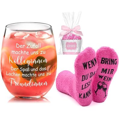Joymaking Weinglas mit Lustigen Socken Abschied Kollegen Freundin