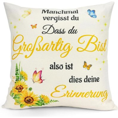 Sunia Sonnenblume Kissenbezug 45x45 cm mit Taschen - Geschenkidee für Frauen