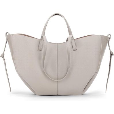 Tote Bag Kunstleder Damen Groß Shopper Schultertasche Umhängetasche Grau