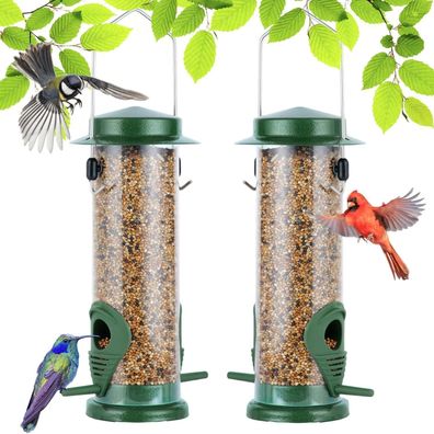 Vogelfutterhaus Metall Aufhängen 2 Anschlüsse wetterfest Grün 2er Pack