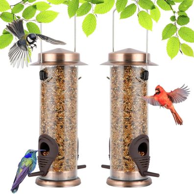 Vogelfutterspender Metall Aufhängen Garten 2 Anschlüsse Kupfer wasserfest 2er