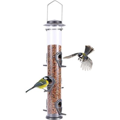 Vogelfutterspender Urban Deco Röhrenhaus 6 Futterstellen wetterfest Grau