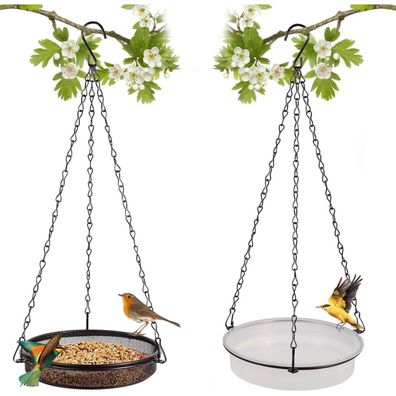 Hrayltop 2er Set Metall Vogelfutterspender zum Aufhängen 18x18x3cm ?18cm