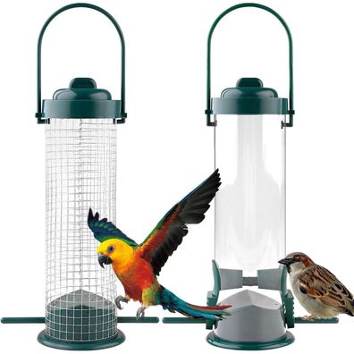 Vogelfutterspender 2 Stück mit Ständer für Vögel zum Aufhängen