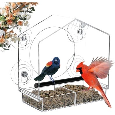 Fenstervogelhaus Vogelhaus Futterhaus Wildvögel Saugnäpfen Futterspender