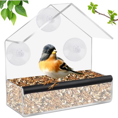 Fizdoqg Vogelhaus Fenster Futterhaus Vögel Saugnapf Acryl Wetterschutz