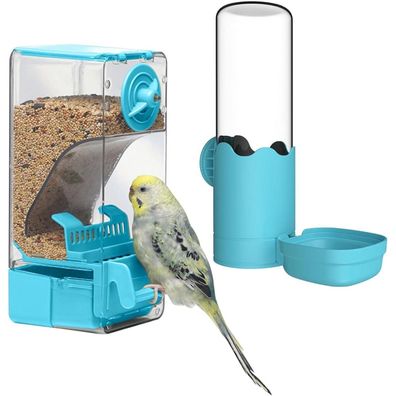 Automatischer Vogelfutterspender Wasserspender Set für Vögel Blau