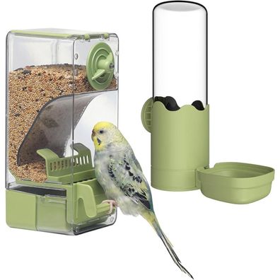 Automatischer Vogelfutterspender Wasserspender Set mit Sitzstange für Vögel