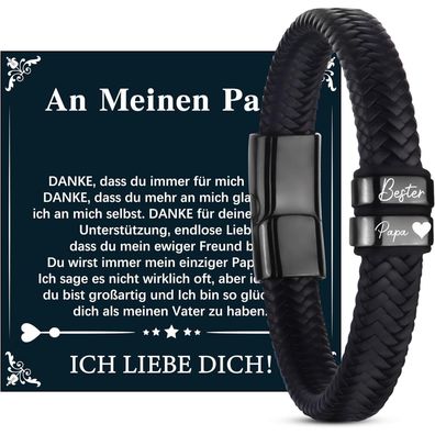 Merclix Ich Liebe Dich Armband Halskette Herren Papa Geschenk Schwarz