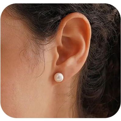 Perlen Ohrringe Silber 925 Damen Weiße Süßwasserperlen Ohrstecker Gold Silber