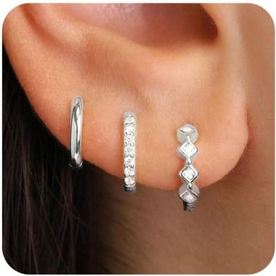 Creolen Set Damen Silber 925 Gold 14K Vergoldet Wasserfest Ohrschmuck