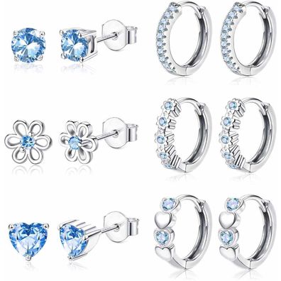 JeweBella Ohrringe Set Damen Mädchen 925 Silber Sleeper Knorpel Creolen Blume