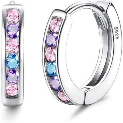 Kleine Zirkonia Creolen Silber 925 Damen Mädchen Ohrringe Hypoallergen Huggie