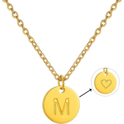 Damen Initialen Kette Buchstaben Anhänger Gold Silber mit Herzen