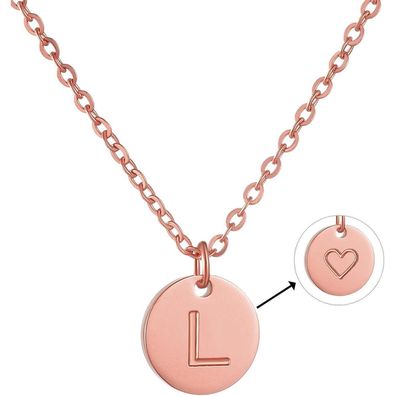 Initialen Kette Damen Buchstaben Anhänger Herzen Rosegold-L