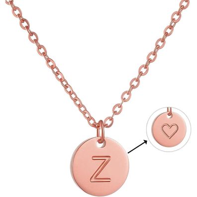 Damen Initialen Kette Buchstaben Anhänger Edelstahl Roségold