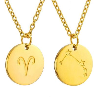 Afstalr Sternzeichen Kette Gold Edelstahl Widder Horoskop Mutter Tochter Gift