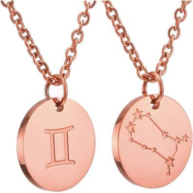 Sternzeichen Kette Gold Zwilling Horoskop Damen Mutter Tochter rosegold