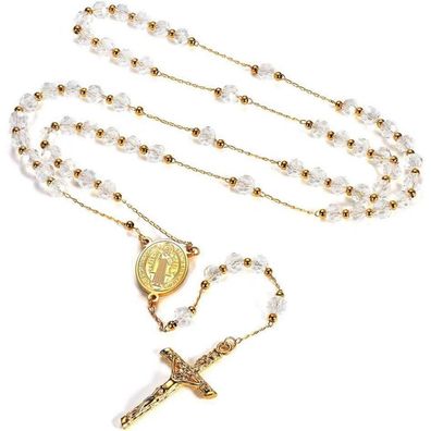 FaithHeart Rosenkranz Halskette Heiliger Benedikt Anhänger Amulett Geschenkbox