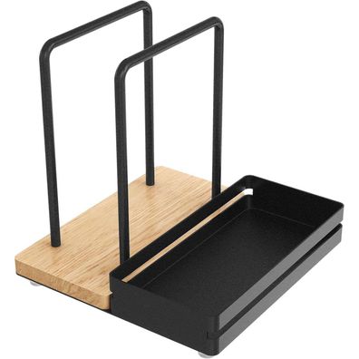 Serviettenhalter Schwarz Metall Holz, Serviettenspender Tisch Küchenzubehör