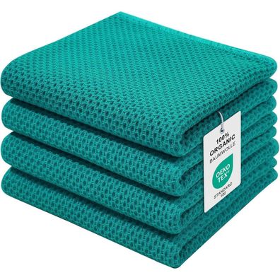 Moosfor Geschirrtücher 100% Baumwolle 4er Set Blaugrün 32 x 72cm