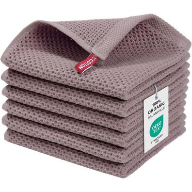 Moosfor Geschirrtücher 100% Baumwolle 6er Set 30x30cm Braun