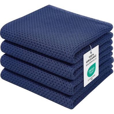 Moosfor Geschirrtücher 100% Baumwolle Premium Set Marine Blau
