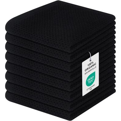 Geschirrtücher 8er Set 30x30cm Schwarz Baumwolle Weich Saugfähig Premium