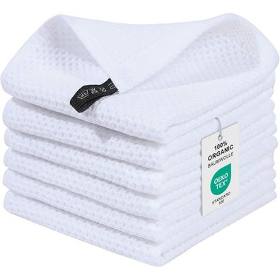 6er Set Moosfor Geschirrtücher 100% Baumwolle Weiß 30 x 30 cm