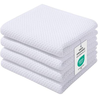 Moosfor Geschirrtücher 100% Baumwolle 4er Set Weiß 32x72cm