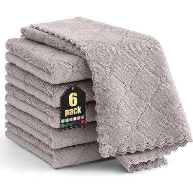 Mikrofasertücher 6er Pack 30x30 cm Grau Saugfähige Putzlappen Autopflege