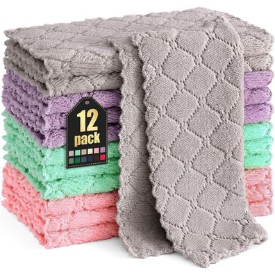 Mikrofaser Reinigungstücher 12 Stück 25x25cm Weich Fusselfrei Küchentücher