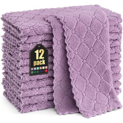 Mikrofaser Reinigungstücher 12er Pack waschbar 25x25 cm Lila