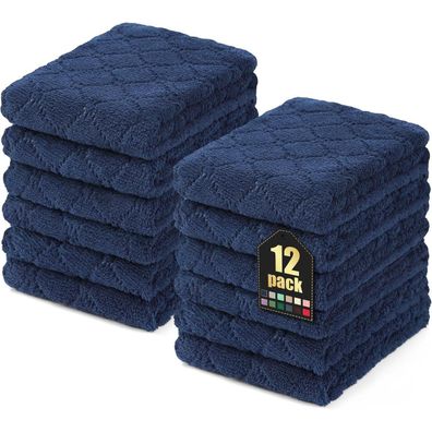12x Moosfor Mikrofasertücher | Waschbare Putzlappen 25x50cm Marine Blau