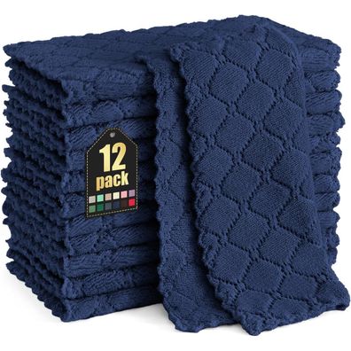 12er Set Mikrofaser Reinigungstücher 25x25 cm Fusselfrei Marine Blau