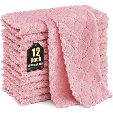 Mikrofaser Reinigungstücher 12 Stück Waschbar Putzlappen Weiche Fusselfrei 25x25