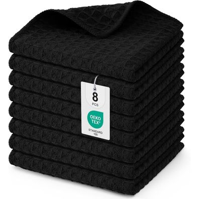 Moosfor Microfasertücher 8er-Set Küchentücher Schwarz 30x30cm